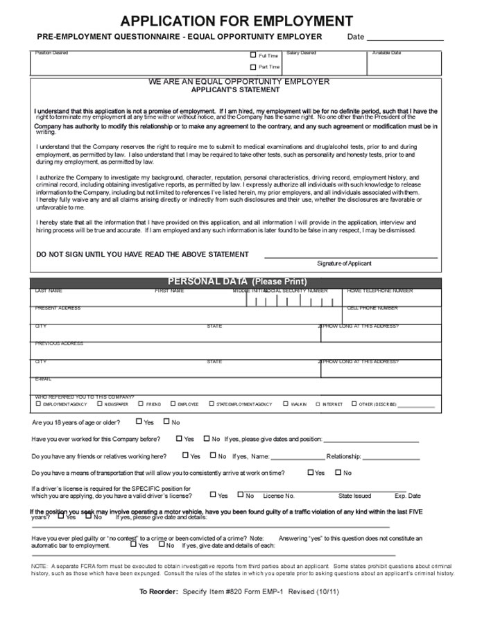 Automotive Industry Employment Application Forms Buy Now Estampe